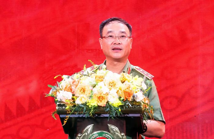 Thượng tướng Phạm Thế Tùng, Ủy viên Trung ương Đảng, Thứ trưởng Bộ Công an phát biểu tại lễ khai mạc.