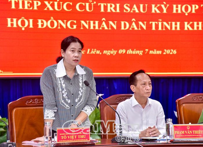  Đồng chí Tô Việt Thu, Bí thư Đảng ủy, Chủ tịch HĐND phường Bạc Liêu, đề nghị khẩn trương giải quyết dứt điểm tình trạng ô nhiễm môi trường, các nội dung liên quan đến an ninh trật tự trên địa bàn mà cử tri kiến nghị.