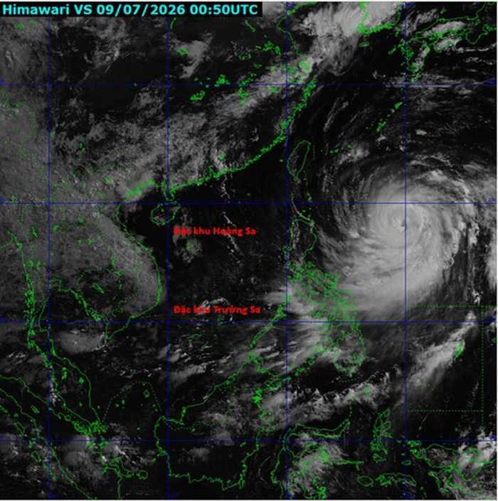 Hình ảnh của siêu bão Ba Vì trên ảnh mây vệ tinh Himawari của Nhật Bản lúc 7h50 sáng ngày 9/7/2026.
