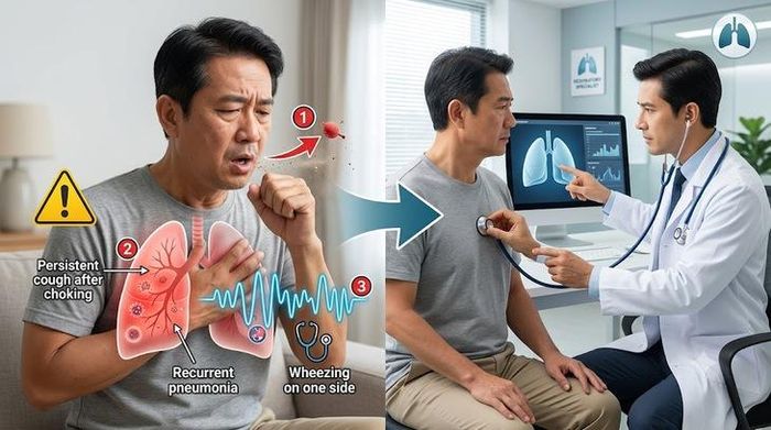 Ho dai dẳng sau một lần sặc, khò khè một bên ngực hoặc viêm phổi tái phát là lý do nên đi khám chuyên khoa hô hấp