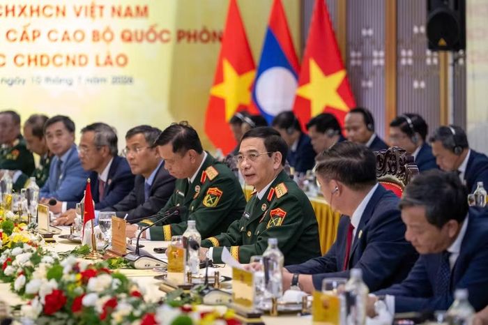 Các đại biểu đoàn Việt Nam tại hội đàm.