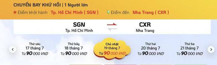 Giá vé TP HCM - Nha Trang chưa bao gồm thuế và phí của Vietjet Air. (Ảnh chụp màn hình)
