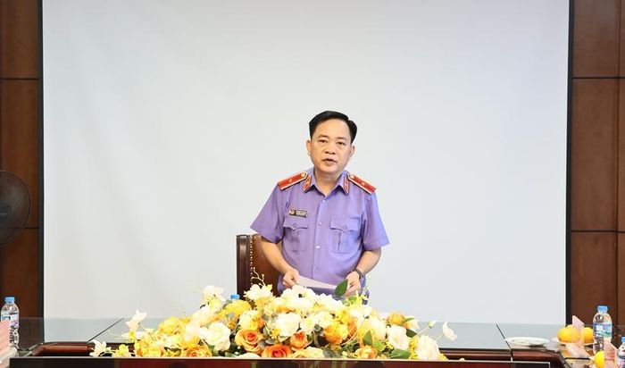 Đồng chí Nguyễn Như Hùng, Phó Bí thư chuyên trách Đảng ủy VKSND tối cao, Trưởng Ban Chỉ đạo 35 phát biểu chỉ đạo.