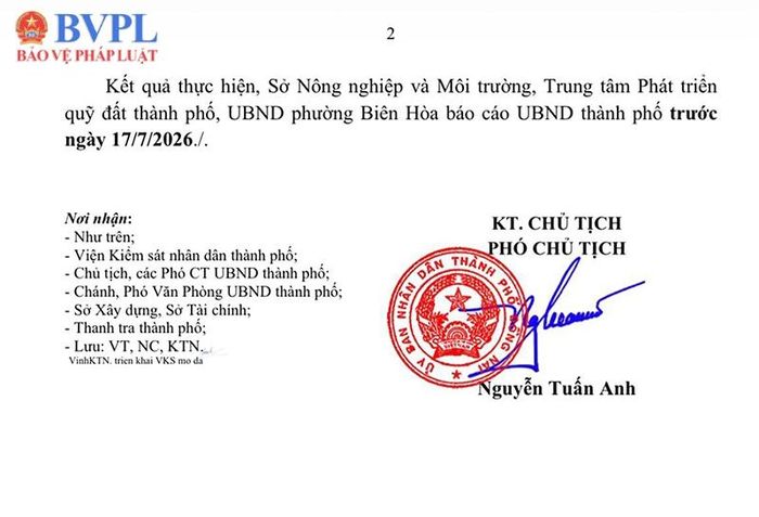  Văn bản phản hồi của UBND TP Đồng Nai.