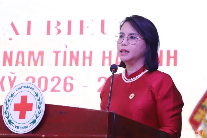 Trưởng ban Đối ngoại - Truyền thông Trung ương Hội Chữ thập đỏ Việt Nam Lương Thị Hồng Thúy phát biểu.