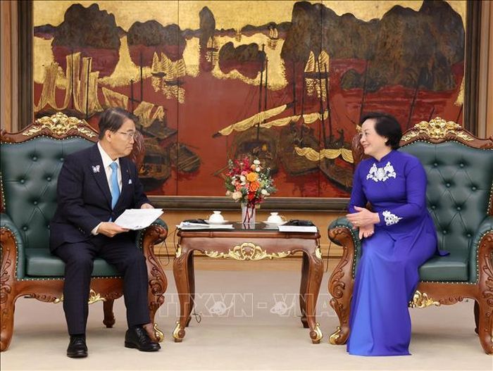 Phó Thủ tướng Phạm Thị Thanh Trà tiếp Thống đốc tỉnh Aichi (Nhật Bản) Omura Hideaki. Ảnh: Lâm Khánh/TTXVN