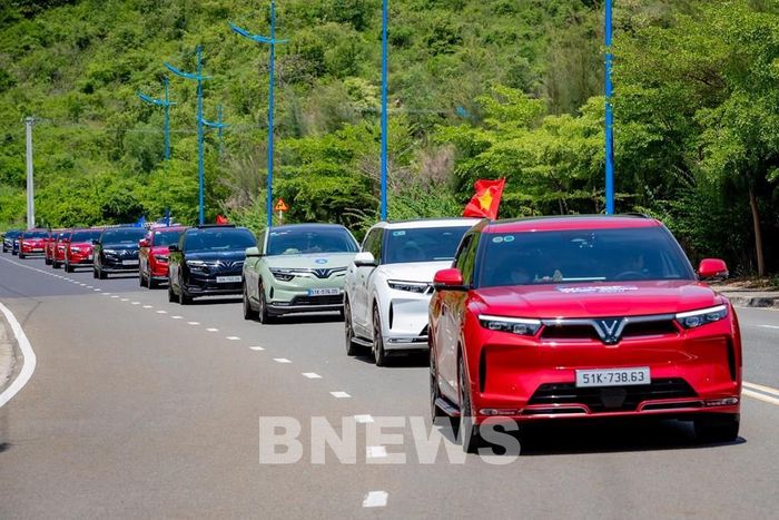 Dàn SUV thuần điện VF 8 của VinFast. Ảnh: Văn Xuyên/BNEWS/TTXVN