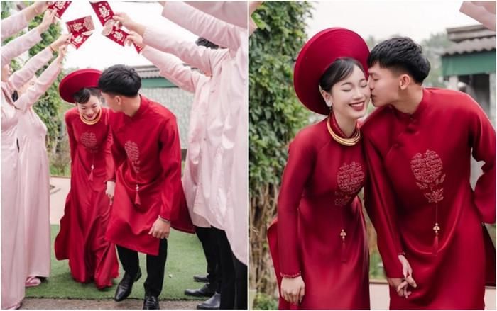 Cầu thủ Hồ Văn Cường bên cạnh bà xã xinh đẹp Nguyễn Linh.