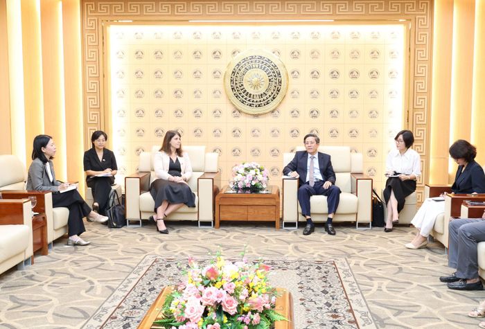Quang cảnh buổi tiếp đoàn. Ảnh: NGỌC HÀ