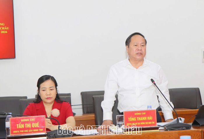 Đồng chí Tống Thanh Hải - Ủy viên Ban Thường vụ Tỉnh ủy, Phó Chủ tịch Thường trực UBND tỉnh phát biểu ý kiến.