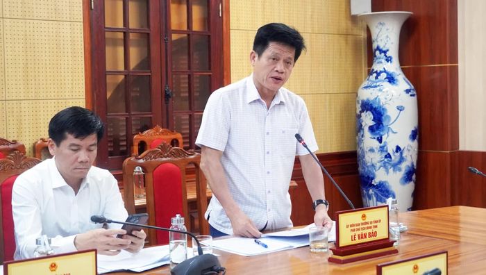 Đồng chí Lê Văn Bảo, Phó Chủ tịch UBND tỉnh làm rõ những kết quả của công tác đấu giá tài sản - Ảnh: N.M