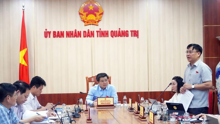 Đồng chí Thiếu tướng Nguyễn Thanh Liêm, Giám đốc Công an tỉnh phát biểu tại buổi làm việc - Ảnh: N.M