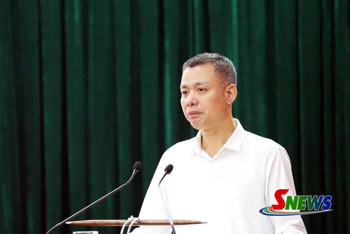 Đồng chí Phó Chủ tịch UBND tỉnh phát biểu tại hội nghị.