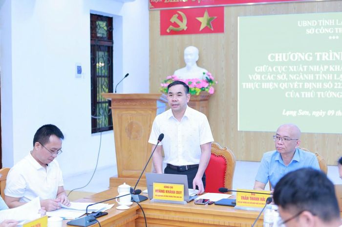 Ông Hoàng Khánh Duy, Phó Giám đốc Sở Công Thương Lạng Sơn phát biểu tại buổi làm việc. (Ảnh: Đoàn công tác cung cấp)