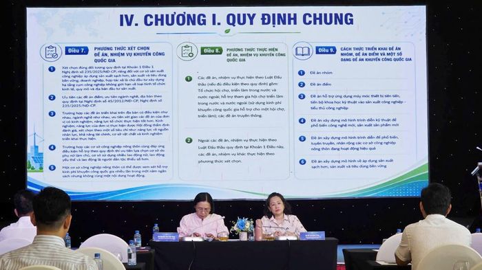  Bà Đỗ Thị Minh Trâm - Phó Cục trưởng Cục Đổi mới sáng tạo, Chuyển đổi xanh và Khuyến công; Bà Nguyễn Duy Linh Thảo - Phó Giám đốc Sở Công Thương tỉnh An Giang chủ tọa điều hành Hội thảo. (ảnh: Minh Hoàng) 
