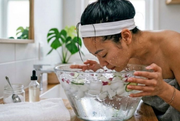 Nhiều người lạm dụng ngâm mặt nước đá với mong muốn làm đẹp da, trẻ lâu (ảnh minh họa).