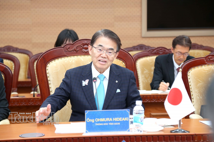 Thống đốc tỉnh Aichi (Nhật Bản) Ohmura Hideaki phát biểu. Ảnh: Đức Minh