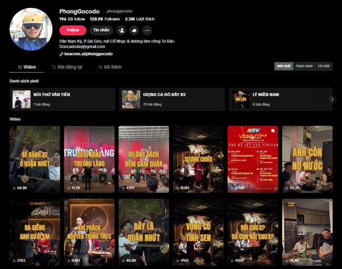 Kênh TikTok của thành viên Ban đờn ca Đó Đây thu hút hàng nghìn lượt xem, góp phần lan tỏa Đờn ca tài tử trên không gian số.