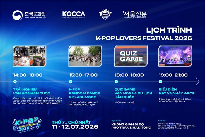 Lịch trình diễn ra các hoạt động của K-pop Lovers Festival 2026