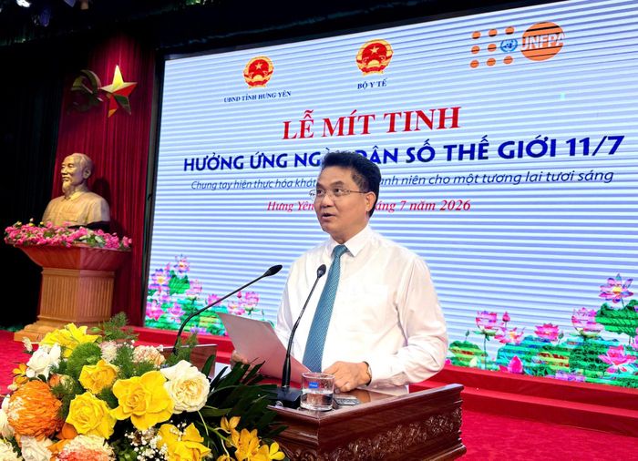 Phó Chủ tịch UBND tỉnh Hưng Yên Lê Quang Hòa phát biểu tại buổi lễ. Ảnh: Hải Yến