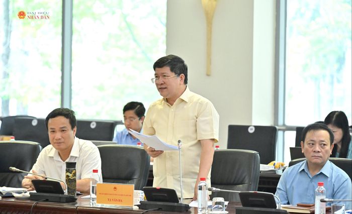 Phó Chủ nhiệm Ủy ban Văn hóa và Xã hội Tạ Văn Hạ phát biểu tại phiên họp