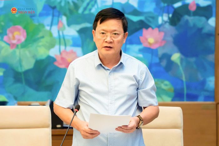 Thứ trưởng Bộ Tư pháp Mai Lương Khôi trình bày tờ trình dự án Luật Đấu giá tài sản (sửa đổi)