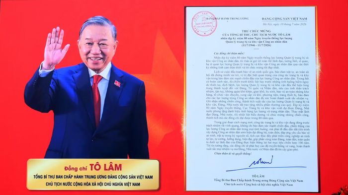 Tổng Bí thư, Chủ tịch nước Tô Lâm gửi Thư chúc mừng nhân dịp kỷ niệm 80 năm Ngày truyền thống lực lượng Quản lý trang bị và kho vận CAND (11/7/1946 – 11/7/2026).