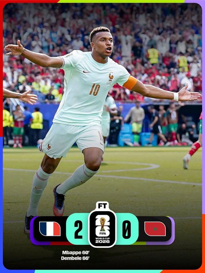 Pháp khuất phục Morocco, thẳng tiến vào bán kết World Cup 2026. Ảnh: FIFA