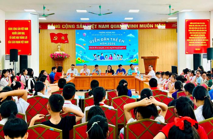 Quang cảnh Diễn đàn Trẻ em phường Hoàng Mai năm 2026. Ảnh: Trần Oanh