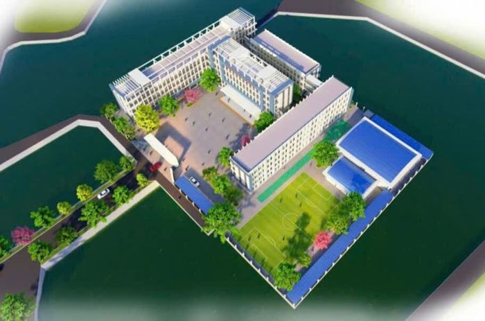 Phối cảnh tổng thể Trường THCS Liên Ninh theo dự án đầu tư nâng cấp.