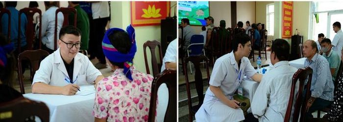 Các y bác sĩ Học viện thực hiện khám bệnh cho người dân xã Bát Mọt.