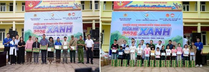 Trao quà cho hộ gia đình chính sách và học sinh nghèo vượt khó.