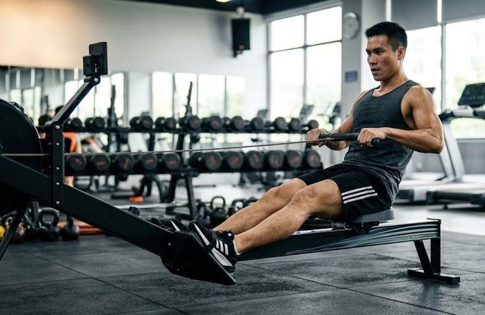 Chèo thuyền, dù trên máy hay ngoài trời, là bài tập kết hợp giữa sức mạnh và tim mạch rất hiệu quả.