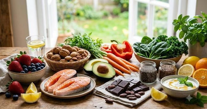 Các loại thực phẩm tự nhiên giàu chất béo lành mạnh, vitamin và chất chống oxy hóa giúp nuôi dưỡng, giúp đẹp da từ bên trong.