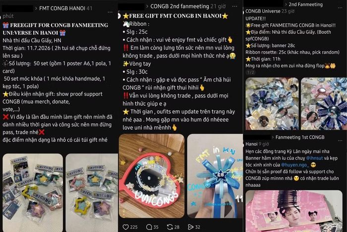 Những món quà xinh xắn được fan kỳ công chuẩn bị. - Ảnh: Tổng hợp từ Threads