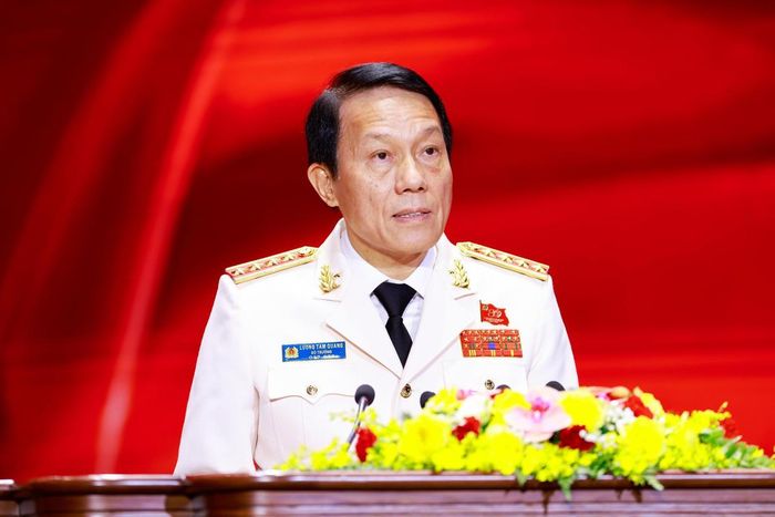 Đại tướng Lương Tam Quang, Bộ trưởng Bộ Công an phát biểu tại buổi lễ. Ảnh: Quang Vinh