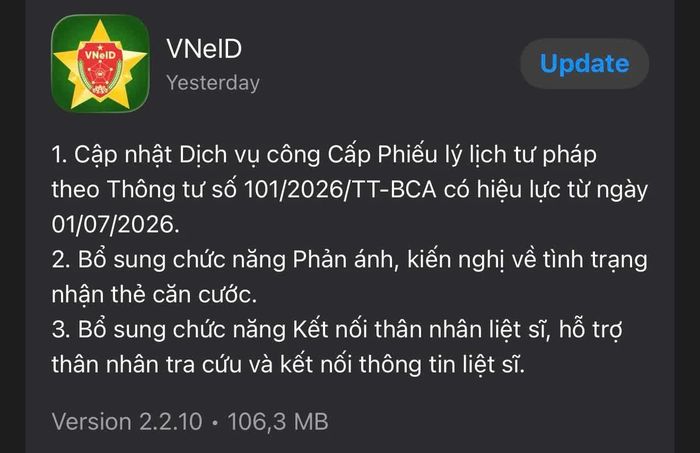  Người dân cần kiểm tra bản cập nhật VNeID mới.