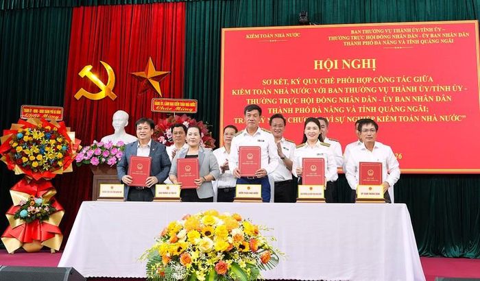 Kiểm toán Nhà nước (KTNN) ký Quy chế phối hợp công tác với Ban Thường vụ Tỉnh ủy, Thành ủy; Thường trực HĐND và UBND tỉnh Quảng Ngãi - Ảnh: VGP