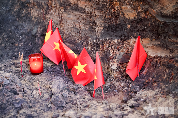 Vị trí đánh dấu có hài cốt liệt sĩ.