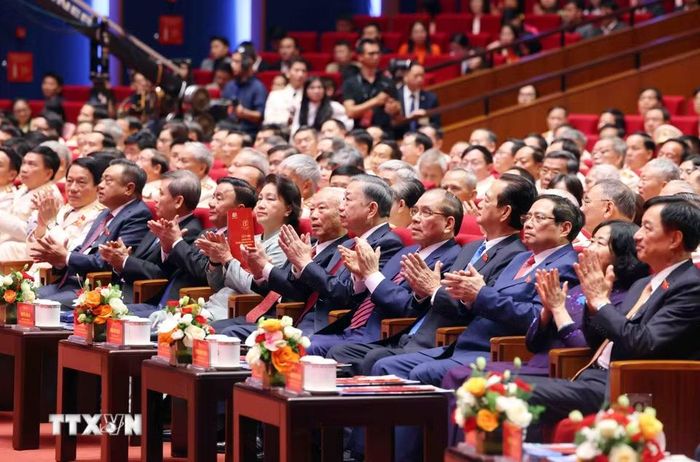 Tổng Bí thư, Chủ tịch nước Tô Lâm và các đại biểu tham dự Lễ kỷ niệm 80 năm Ngày truyền thống lực lượng An ninh nhân dân (12/7/1946 - 12/7/2026). (Ảnh: Phạm Kiên/TTXVN)
