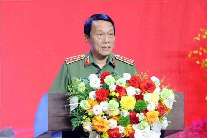 Đại tướng Lương Tam Quang, Bộ trưởng Bộ Công an phát biểu chỉ đạo. Ảnh: Phạm Kiên/TTXVN