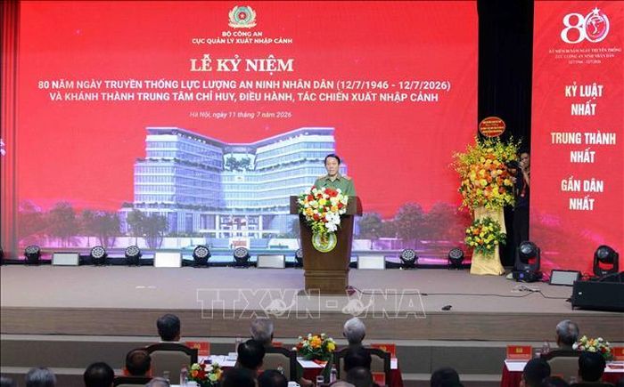 Đại tướng Lương Tam Quang, Bộ trưởng Bộ Công an phát biểu chỉ đạo. Ảnh: Phạm Kiên/TTXVN