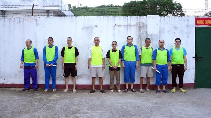 Các đối tượng tại cơ quan Công an.