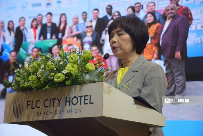 Bà Cao Thị Ngọc Lan chia sẻ tại họp báo