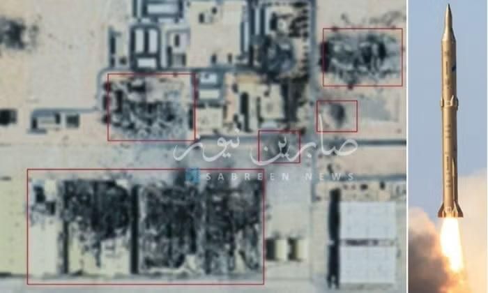 Hình ảnh phóng tên lửa Sejil của Iran (bên phải) và ảnh vệ tinh cho thấy sự tàn phá tại căn cứ không quân Al Udeid. Ảnh: MW.