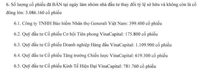 Nhiều quỹ đầu tư thuộc VinaCapital thoái hàng triệu cổ phiếu PNJ. Nguồn: PNJ.