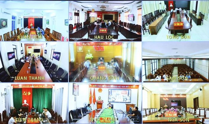 Đại biểu dự hội nghị và tham luận tại các điểm cầu. Ảnh chụp màn hình