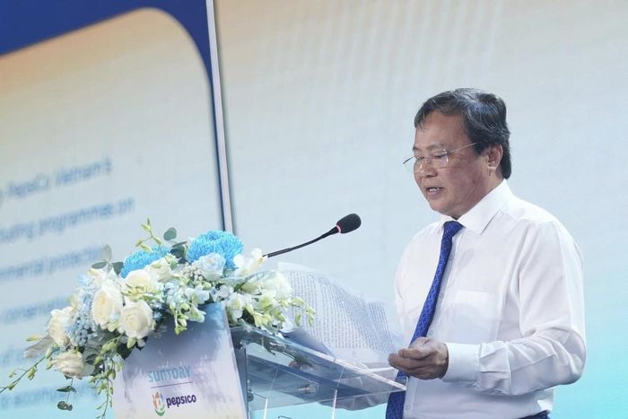 Phó Bí thư Tỉnh ủy, Chủ tịch UBND tỉnh Tây Ninh Lê Văn Hẳn phát biểu tại buổi lễ khánh thành nhà máy Suntory PepsiCo ngày 10/7