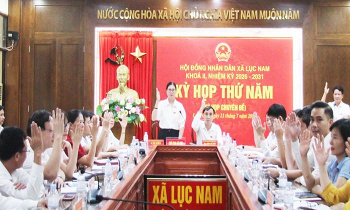 Các đại biểu HĐND xã Lục Nam biểu quyết tán thành Đề án thành lập phường Lục Nam trực thuộc tỉnh Bắc Ninh.