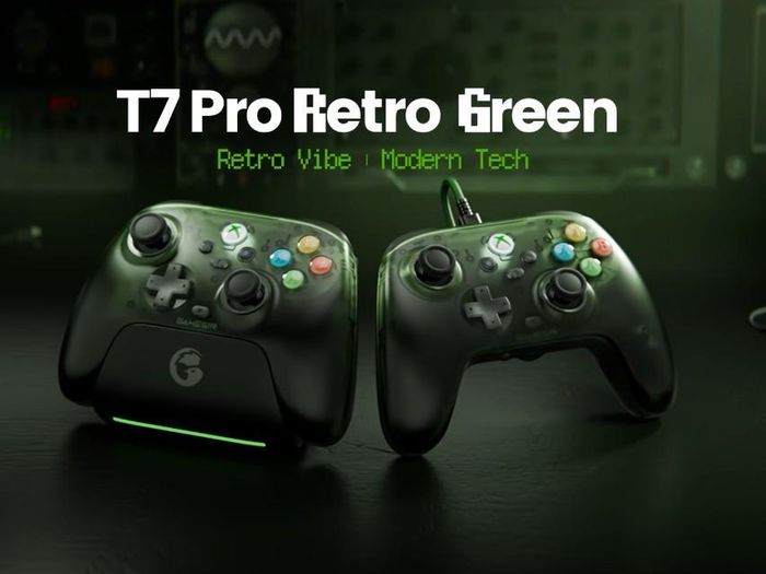 Tay cầm GameSir T7 Pro Retro Green và T7 Pro W Retro Green sở hữu ngôn ngữ thiết kế tương đồng.